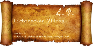 Lichtnecker Vilmos névjegykártya